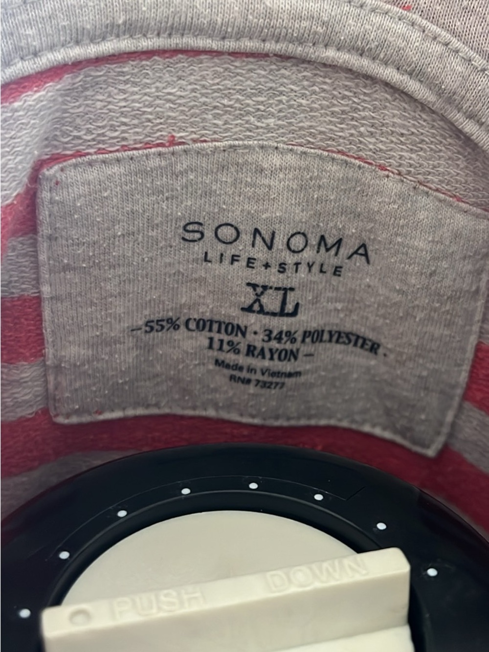 Striped Red and Gray Hooded Pullover - Picture 3 of 3